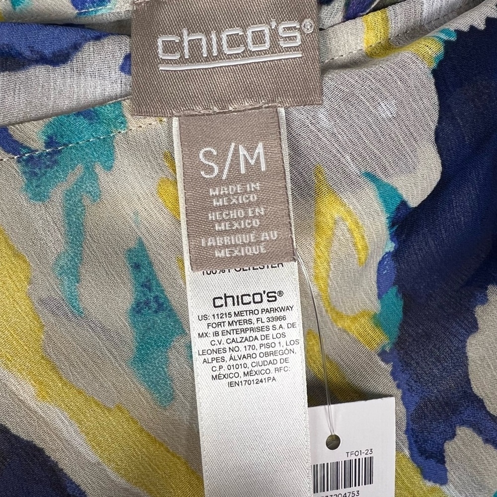 NWT Chico’s hand-painted paisley Chianti sheer poncho in Nocturne Navy. - Picture 7 of 10